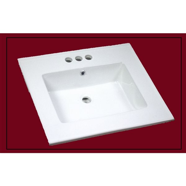 American Imaginations Flair Ceramic Top Set - Single Sink - 25-in - White