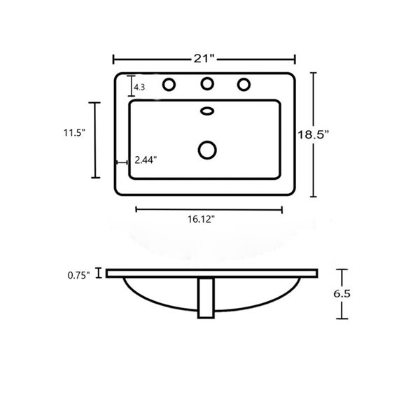 American Imaginations Omni Ceramic Top Set - Single Sink - 21-in - White