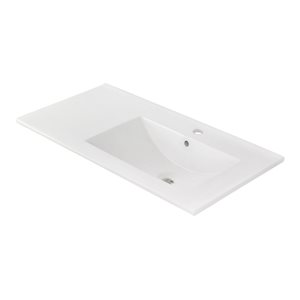 Ens. dessus en céramique, évier simple, 35,5", blanc