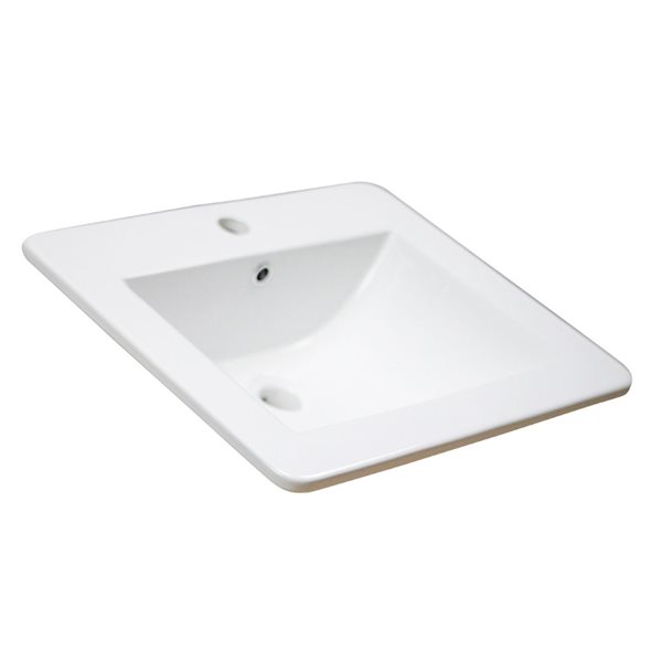 American Imaginations Vee Ceramic Top Set - Single Sink - 21-in - White