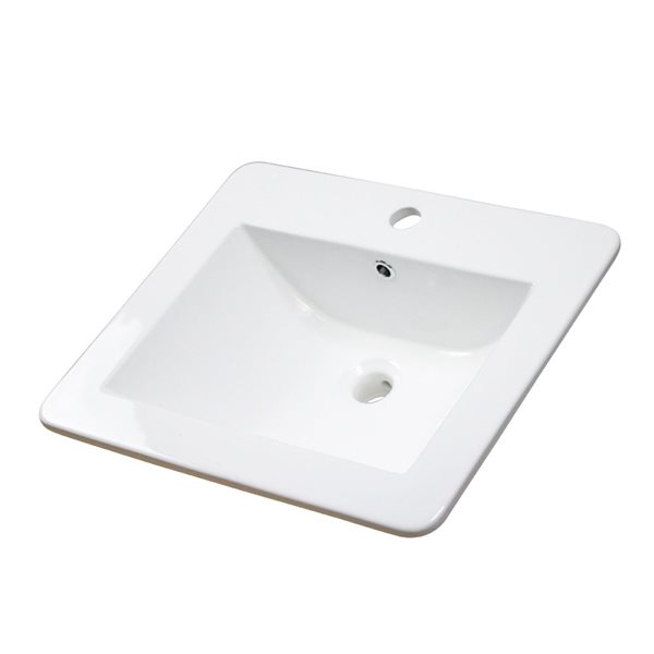 American Imaginations Vee Ceramic Top Set - Single Sink - 21-in - White