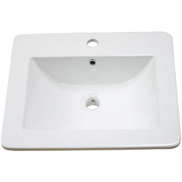 American Imaginations Vee Ceramic Top Set - Single Sink - 21-in - White