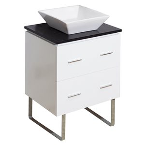 Ens. de vanité Xena Quartz, évier simple, 24", blanc
