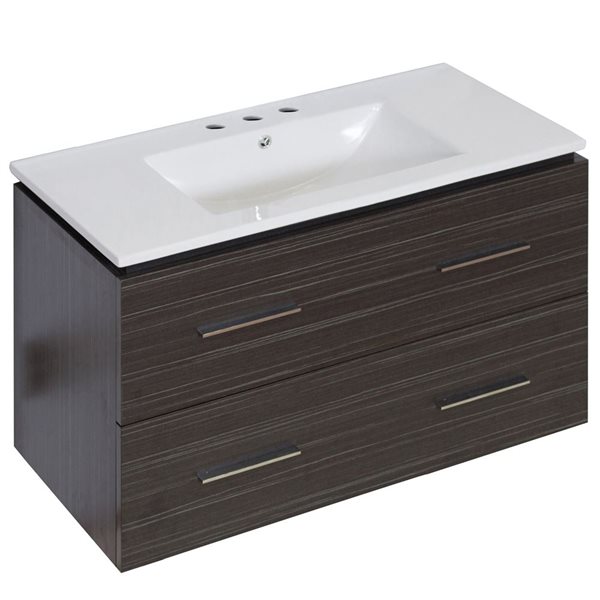 American Imaginations Xena 35.5-in Grey/ Brown Single Sink Bathroom ...