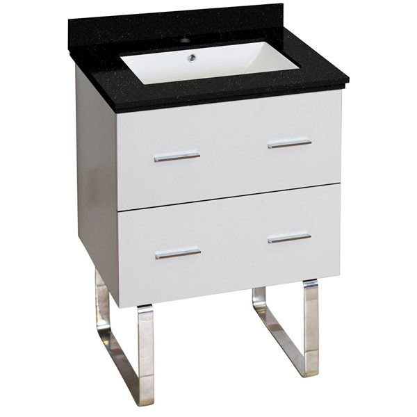 American Imaginations Xena 23.75-in Freestanding White Single Sink Bathroom Vanity with Quartz Countertop