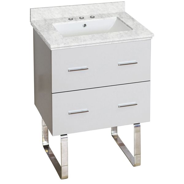 American Imaginations Xena 23.75-in Single Sink Bathroom Vanity and White Marble