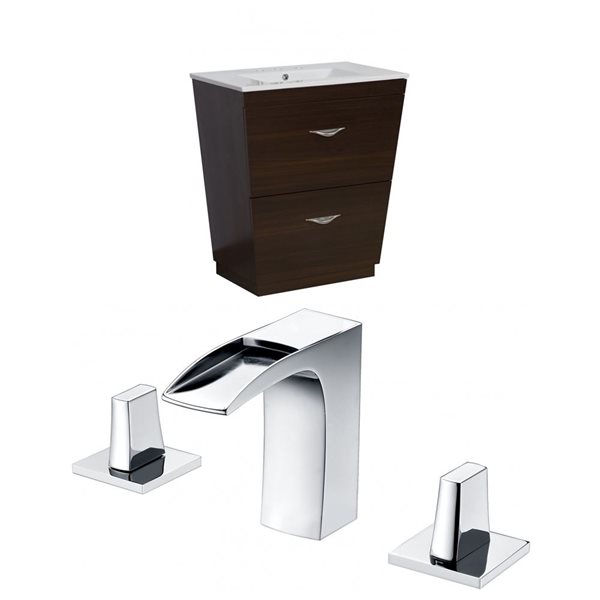 American Imaginations Vee 21in Single Sink Brown Bathroom Vanity Set