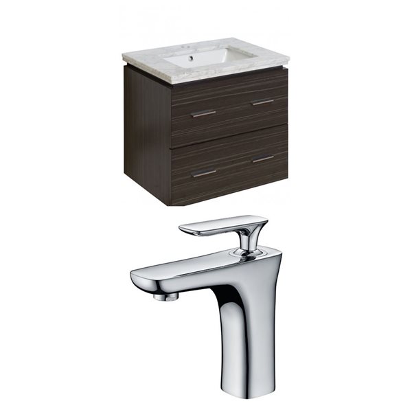 Xena Chrome Faucet and Dawn Grey Single Sink 23.75in Bathroom Vanity