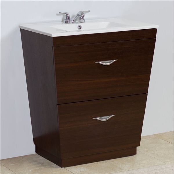 American Imaginations Vee 21-in Brown Single Sink Freestanding Bathroom Vanity
