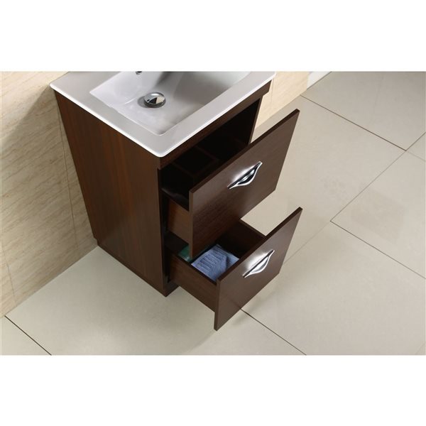 American Imaginations Vee 21-in Brown Single Sink Freestanding Bathroom Vanity