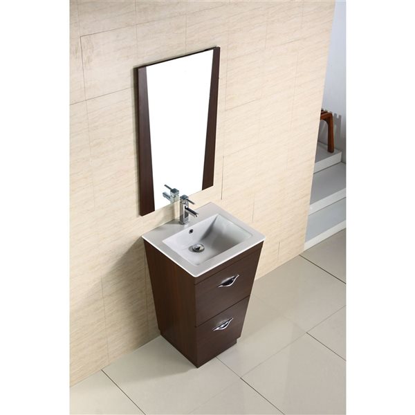 American Imaginations Vee 21-in Brown Single Sink Freestanding Bathroom Vanity