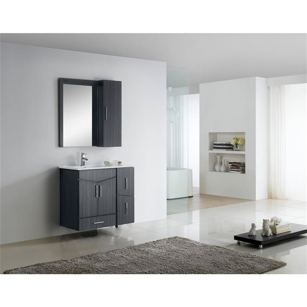 American Imaginations Zen 35-in Dawn Grey Bathroom Vanity Cabinet Set