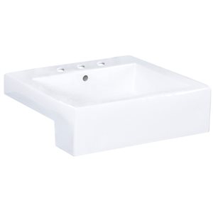 Vasque semi-encastrée pour 3H8 po, 20,25", blanc