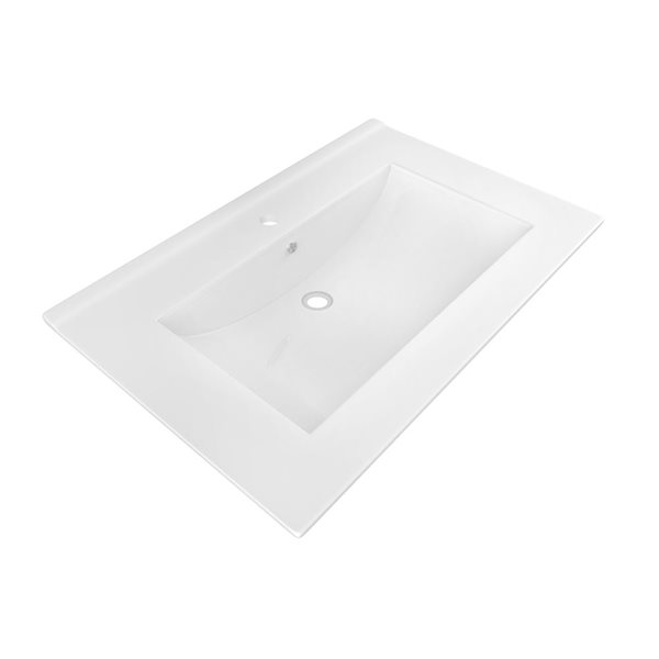 American Imaginations Ceramic Top Set - Single Sink - 24-in - White