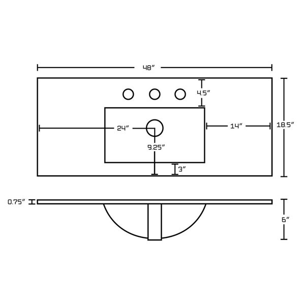 American Imaginations Roxy Ceramic Top Set - Single Sink - 48-in - White