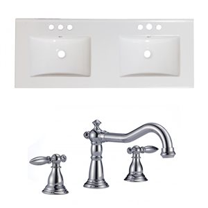 American Imaginations Xena Ceramic Top Set - Double Sink - 59" - White