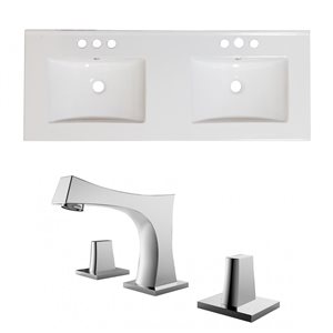 American Imaginations Xena Ceramic Top Set - Double Sink - 59" - White