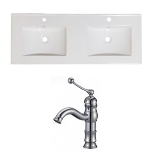 American Imaginations Xena Ceramic Top Set - Double Sink - 59" - White