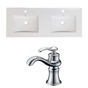 American Imaginations Xena Ceramic Top Set - Double Sink - 48" - White