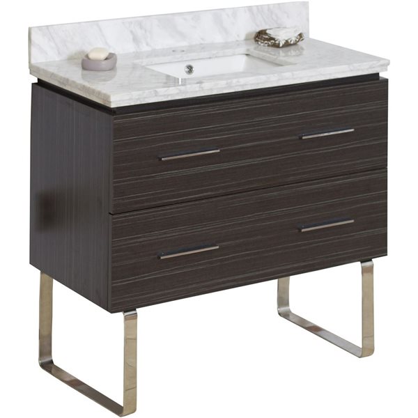 American Imaginations Xena Dawn Grey 36in Single Sink Bathroom Vanity with White Marble Top AI