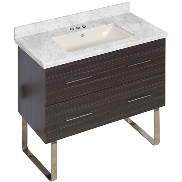 Xena 36-in Dawn Grey Single Sink Bathroom Vanity with White Marble Top by American Imaginations