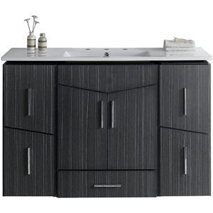 American Imaginations Zen Grey 48-in Single Sink Bathroom Vanity with White Ceramic Top