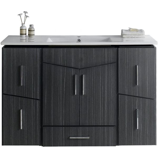 American Imaginations Zen 48in Grey Single Sink Bathroom Vanity with White Ceramic Top AI18153