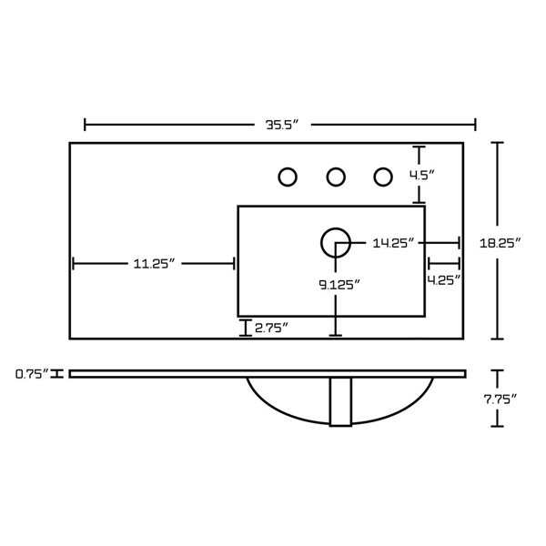 American Imaginations Zen Single Sink Grey 35.5-in Bathroom Vanity with White Ceramic Top