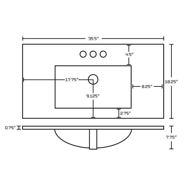 American Imaginations Elite 35.5-in Brown Single Sink Bathroom Vanity with White Ceramic Top