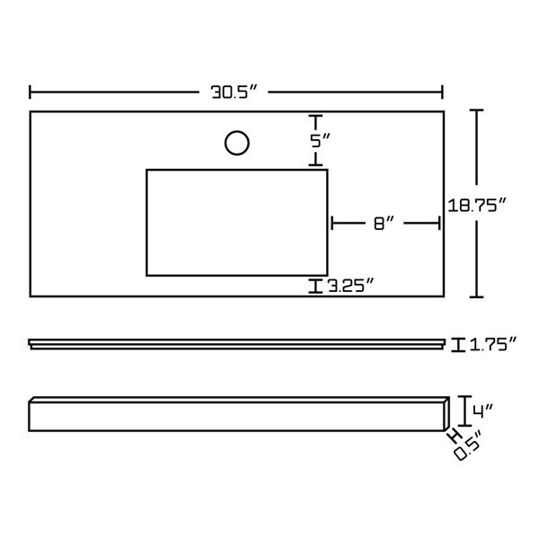 American Imaginations Elite 31.75-in Single Sink Brown Bathroom Vanity with White Marble Top