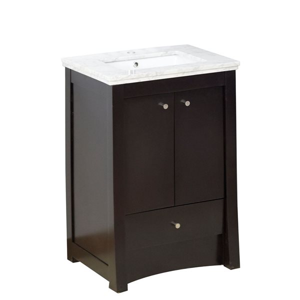 American Imaginations Elite 31.75-in Single Sink Brown Bathroom Vanity with White Marble Top