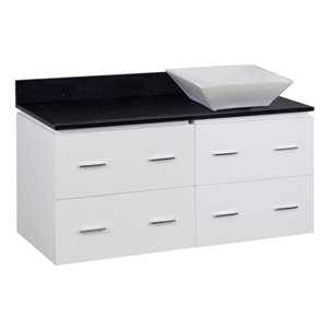 Ens. de vanité Xena Quartz, évier simple, 48", blanc