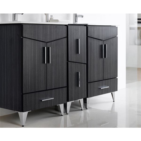 American Imaginations Zen 60-in Grey Bathroom Vanity Cabinet Set
