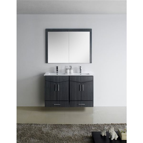 Ens. de meuble-lavabo Zen par American Imaginations gris de 46 po
