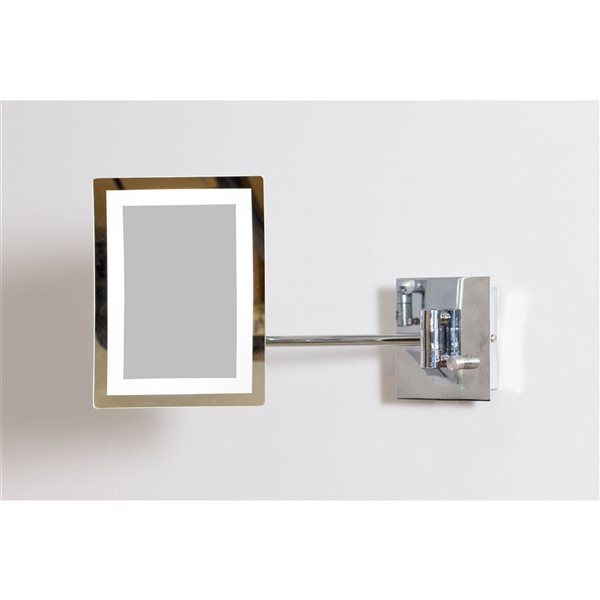 American Imaginations Magnifying Mirror - 17.44-in x 8.66-in - Metal - Chrome