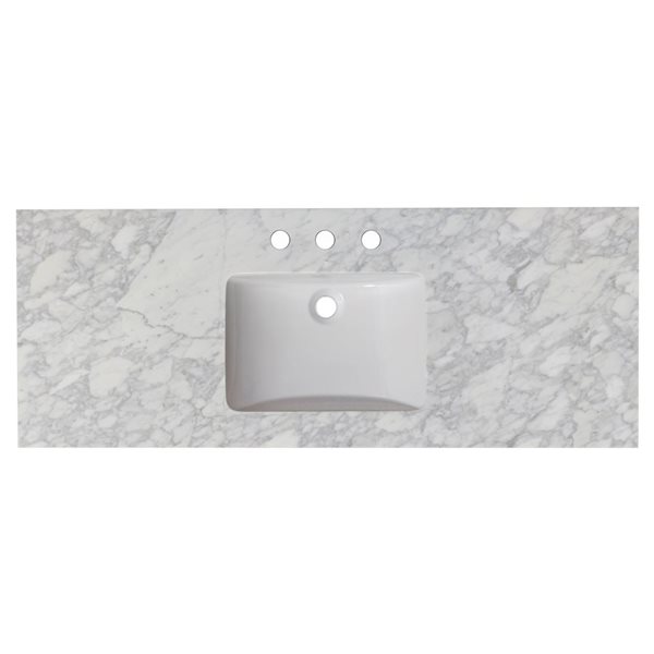 American Imaginations Shaker Quartz Top Set - 47.5-in x 18.25-in - White