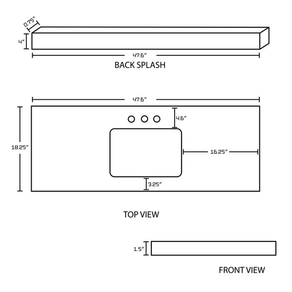 American Imaginations Shaker Quartz Top - 47.6-in x 18.25-in - Beige