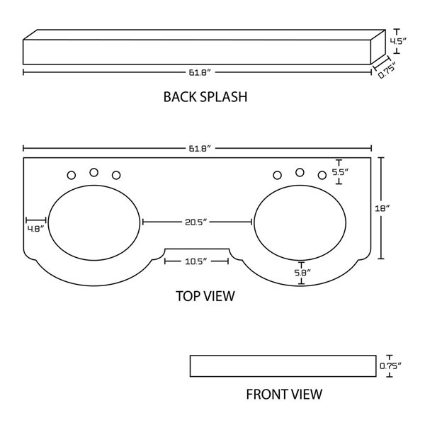 American Imaginations Tiffany Marble Top - 61.8-in x 23.8-in - White