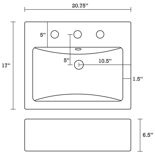 American Imaginations Semi-Recessed Vessel Set - 20.75-in x 30.5-in - White