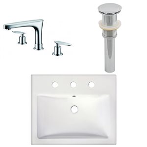 Ens. vasque semi-encastrée, 20,75" x 30", blanc
