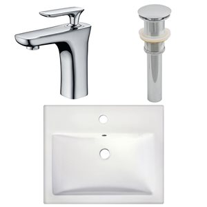 Ens. vasque semi-encastrée, 20,75" x 30", blanc