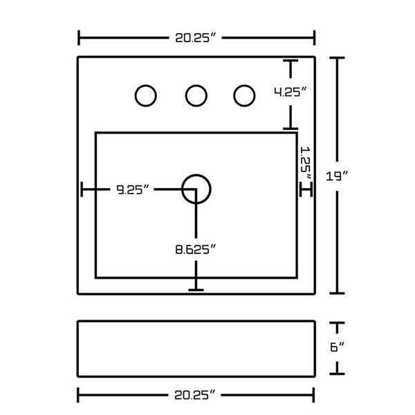 American Imaginations Semi-Recessed Vessel Set - 20.25-in x 30-in - White