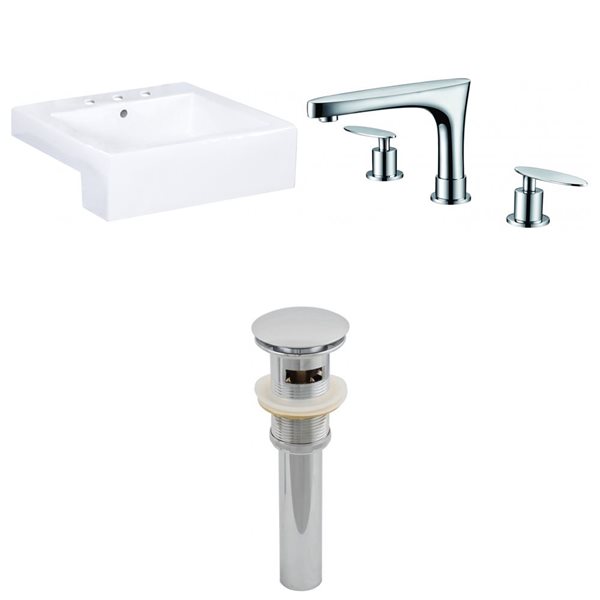 American Imaginations Semi-Recessed Vessel Set - 20.25-in x 30-in - White