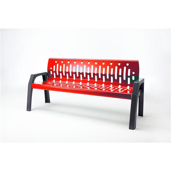 Banc en acier Stream, 6 pi, rouge