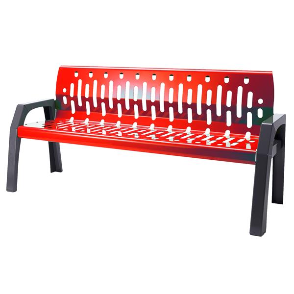 Banc en acier Stream, 6 pi, rouge