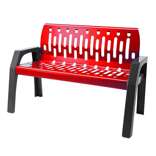 Frost Stream Steel Bench - 4-ft - Red