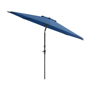 CorLiving Parasol de patio inclinable résistant aux UV et au vent de 10 pieds en bleu cobalt