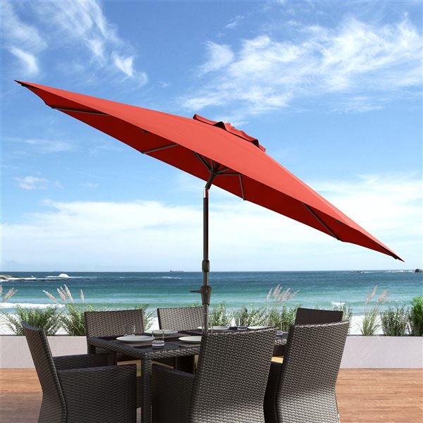 CorLiving 10ft UV and Wind Resistant Tilting Patio Umbrella in Crimson Red