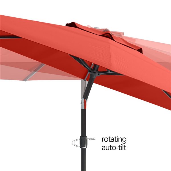 CorLiving 10ft UV and Wind Resistant Tilting Patio Umbrella in Crimson Red