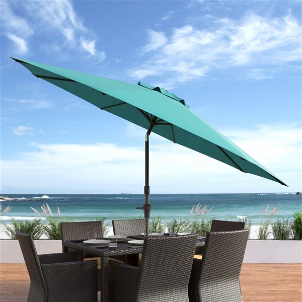 CorLiving 10ft UV and Wind Resistant Tilting Patio Umbrella in Turquoise Blue